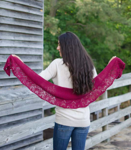 Aperture - Shallow Triangular Shawl with Deep Lace Border