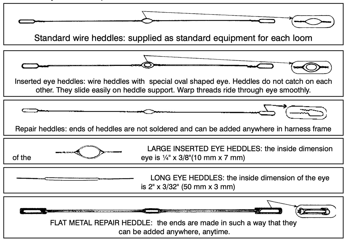 Leclerc Stainless Steel Inserted Eye Heddles