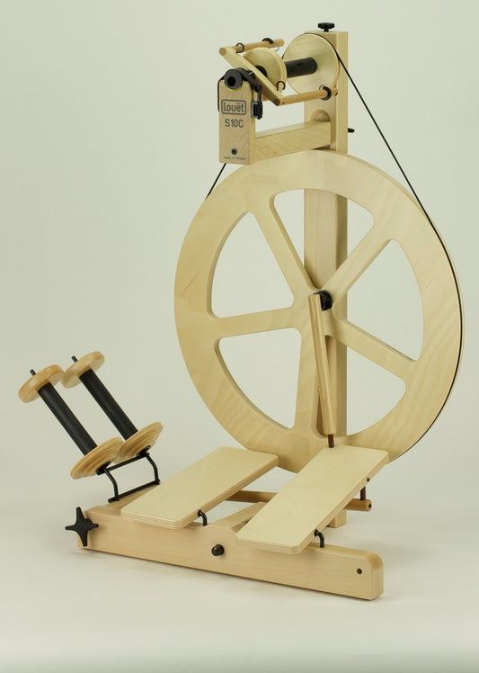 Louet Spinning Wheel S10C Double Treadle 5 Spoke Irish Tension Sliders