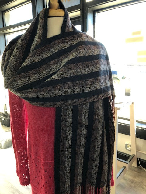 Sable Stripes Scarf - Jaggerspun Zephyr 8-Shaft Pattern