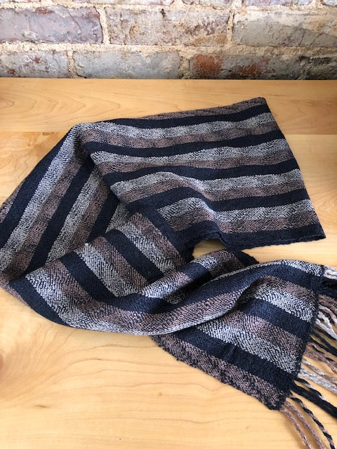 Sable Stripes Scarf - Jaggerspun Zephyr 8-Shaft Pattern