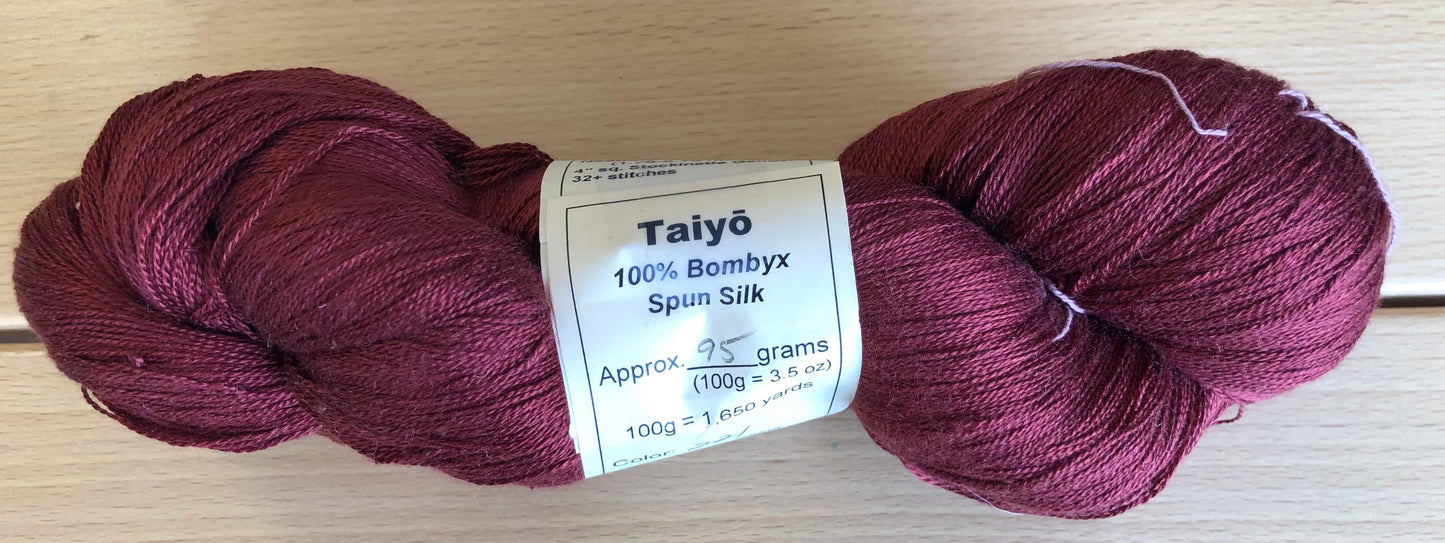 Taiyo 100% Bombyx Spun Silk Yarn 30/2   cones and skeins