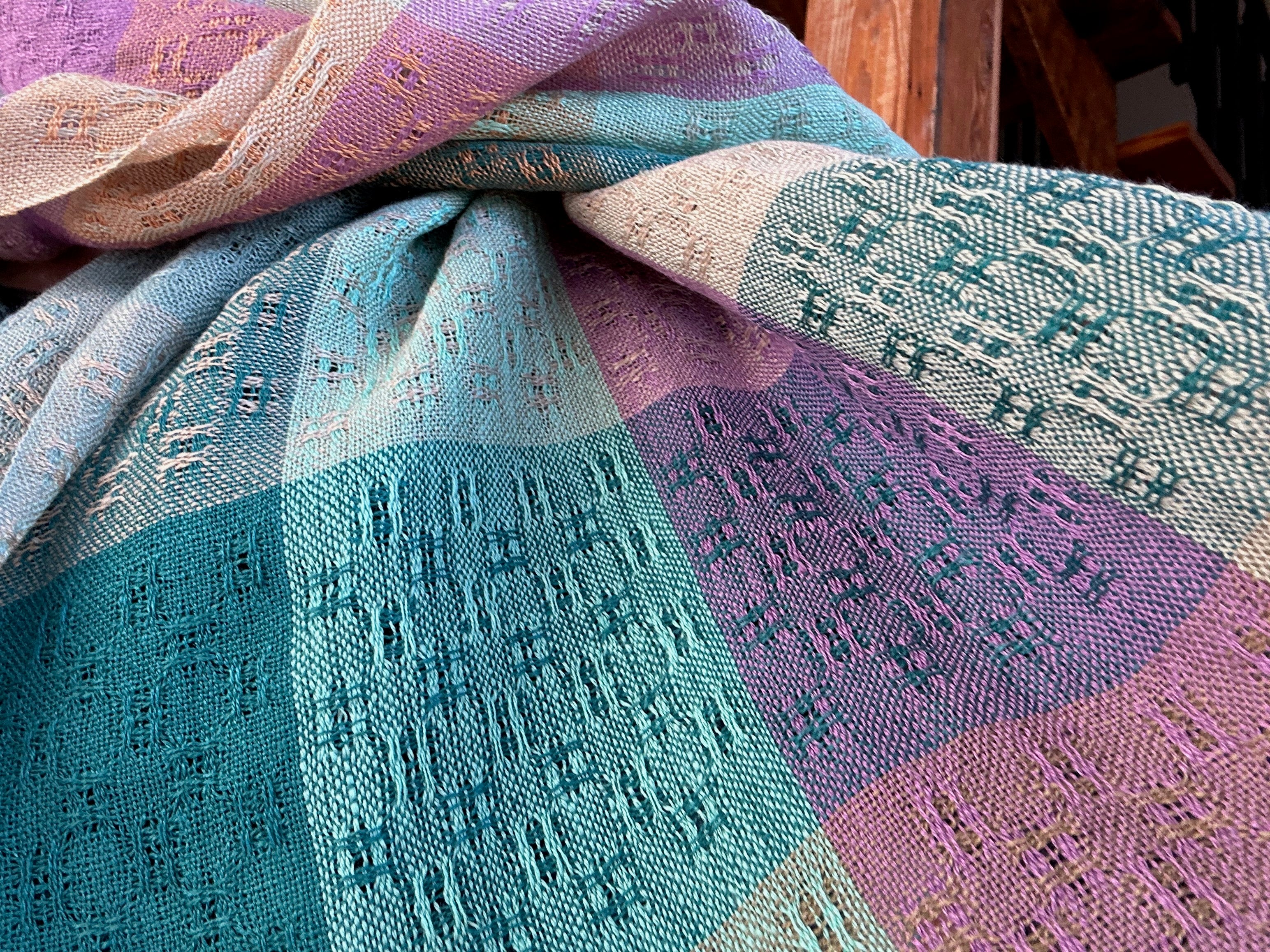 Linen Handwoven Scarf - shops Variegated Blue