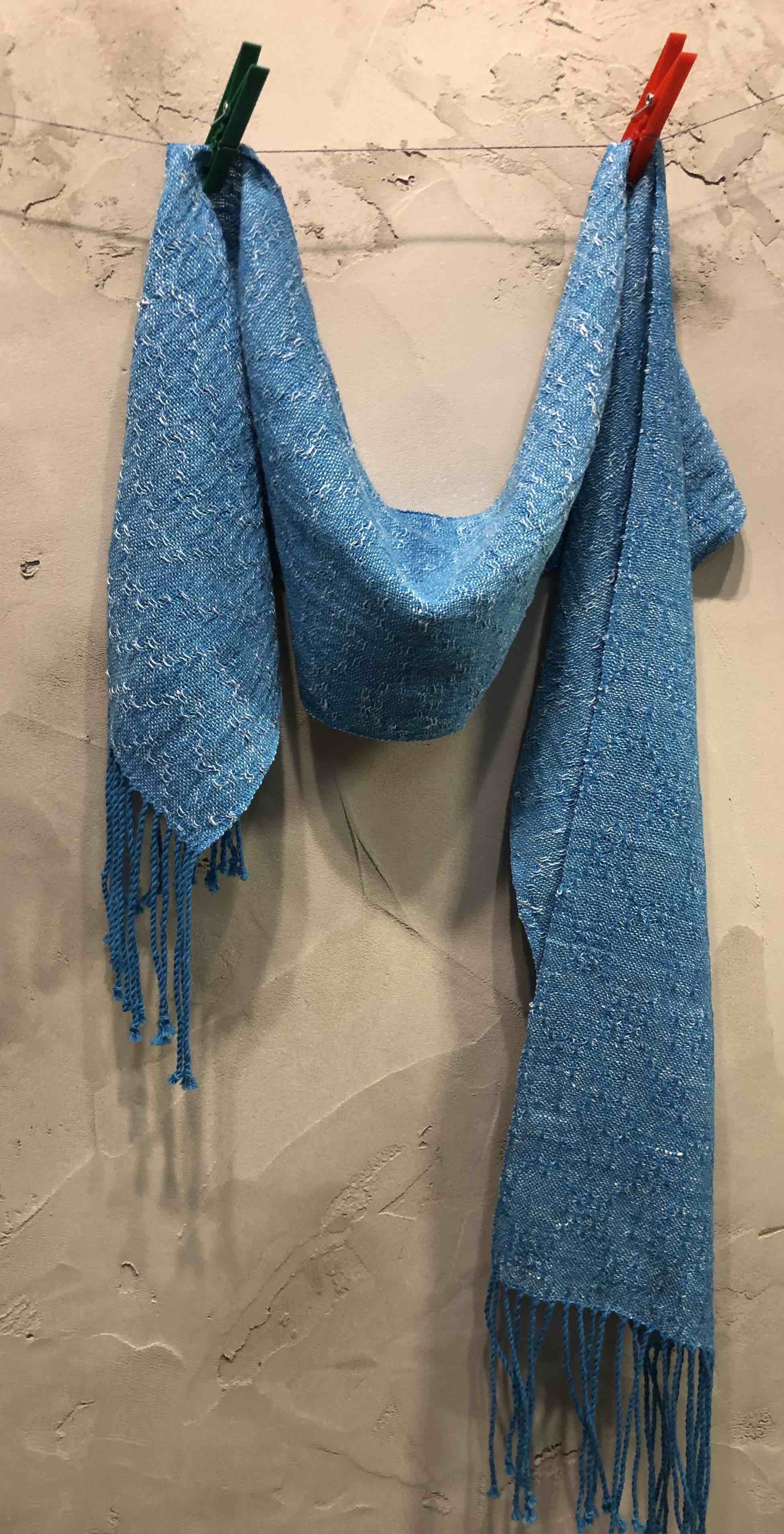 Selling Linen Handwoven Scarf - Variegated Blue