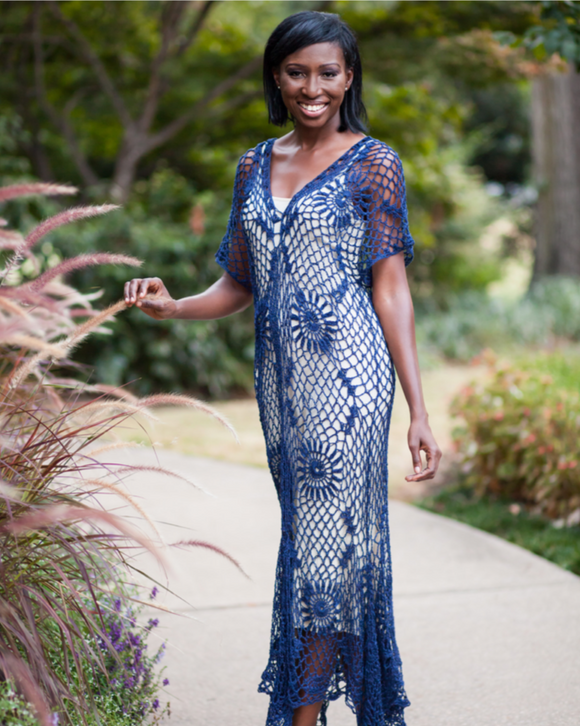 Navy hot sale crochet dress
